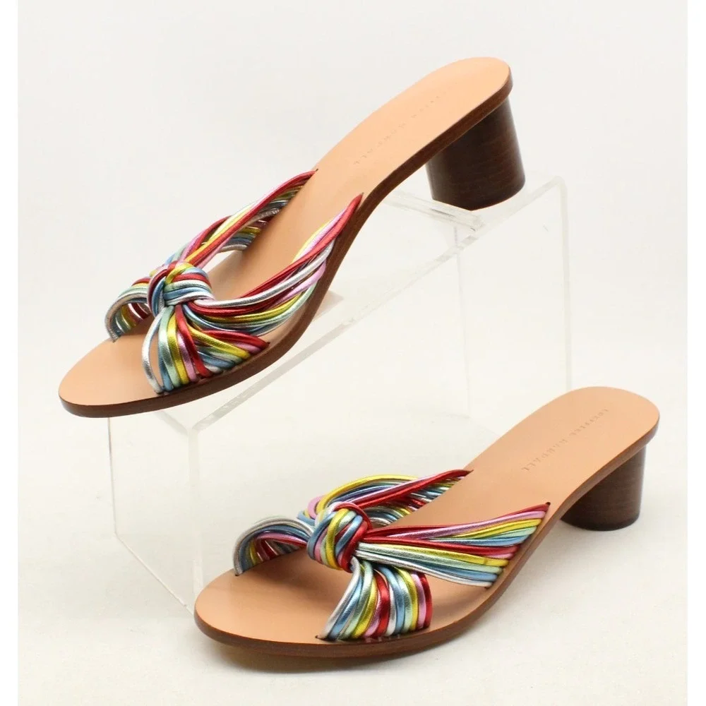 Loeffler Randall Celeste-MN Women's 9.5 B Heeled Sandals Rainbow Knotted Rope‎